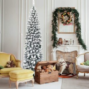 Sapin de Noël artificiel enneigé étroit 229 × 67 cm - SAFSTAR