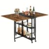 Table à manger pliante sur roulettes 120,4 × 80 cm - brun rustique