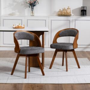 317864c1-0e51-4219-bc49-8949e8d4292c Lot de 2 chaises pivotantes à 360° en tissu avec dossier bois