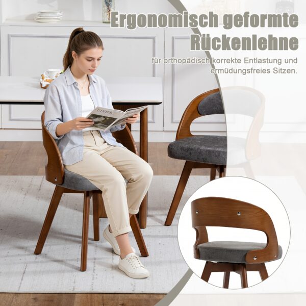Lot de 2 chaises pivotantes à 360° en tissu avec dossier bois