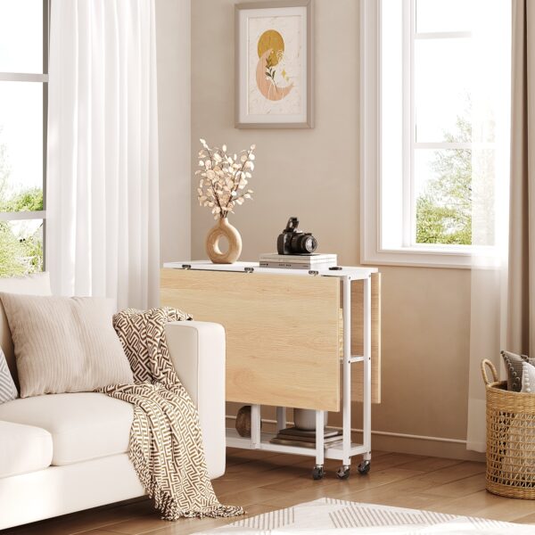 Table à manger pliante sur roulettes 120,4 × 80 cm - brun rustique