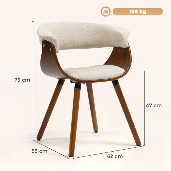 Lot de 2 chaises HOMCOM beige à dossier incurvé et pieds en hêtre