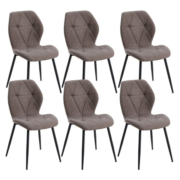 4491fe6d-d8b7-48eb-b0a3-a69cd6e9af0f-1 Lot de 6 chaises EGOONM en tissu aspect lin et pieds métal