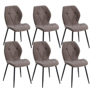 Lot de 6 chaises EGOONM en tissu aspect lin et pieds métal
