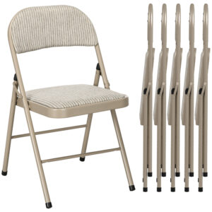 Lot de 6 chaises pliantes HOMCOM en tissu beige et acier