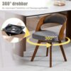 Lot de 2 chaises pivotantes à 360° en tissu avec dossier bois