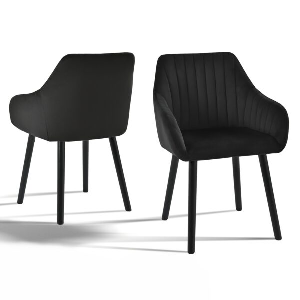 Chaises enveloppantes en tissu avec accoudoirs et pieds bois – lots de 2, 4 ou 6