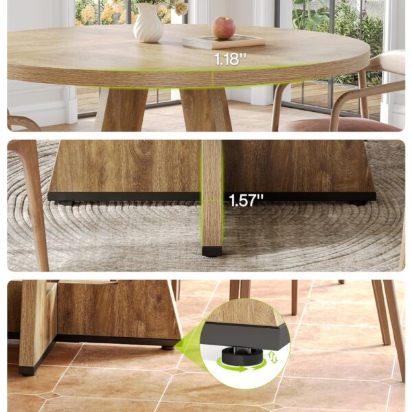 Table de salle à manger ronde 120 cm - effet chêne clair