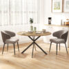 Table à manger ronde 120 cm - chêne et pieds croisés noirs