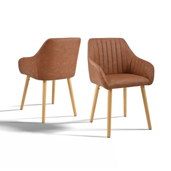 Chaises enveloppantes en tissu avec accoudoirs et pieds bois – lots de 2, 4 ou 6