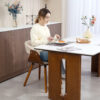 Lot de 2 chaises HOMCOM beige à dossier incurvé et pieds en hêtre