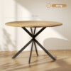 Table à manger ronde 120 cm - chêne et pieds croisés noirs
