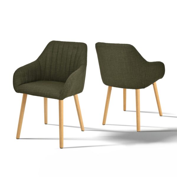 Chaises enveloppantes en tissu avec accoudoirs et pieds bois – lots de 2, 4 ou 6