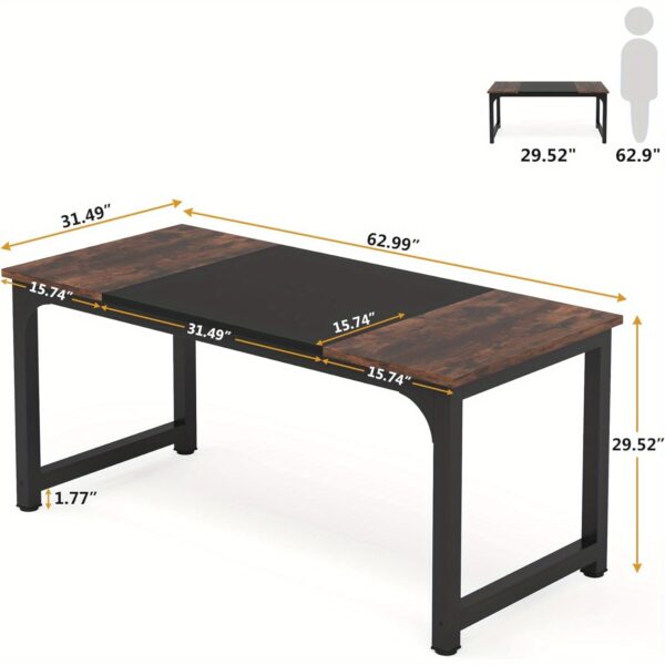 Table de salle à manger industrielle 160 × 80 cm - brun rustique et noir