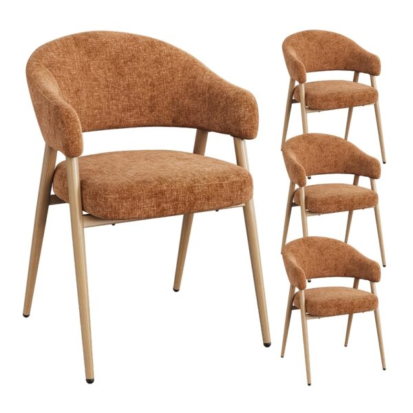 Chaises en chenille avec accoudoirs et dossier ouvert - lots de 2 ou 4