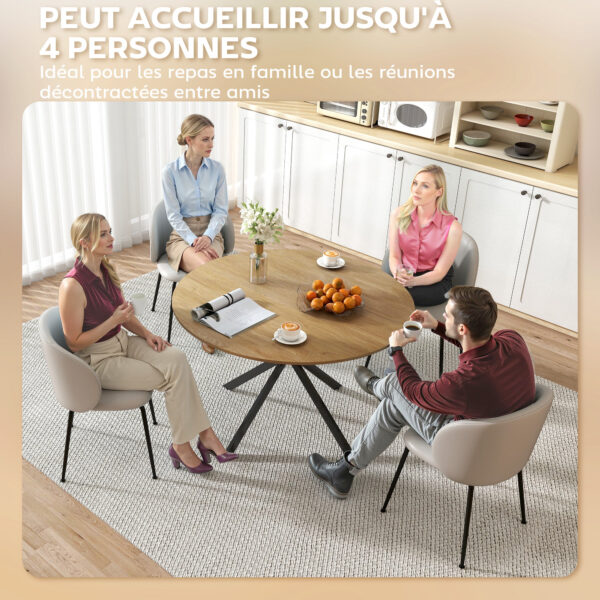 Table à manger ronde 120 cm - chêne et pieds croisés noirs