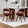 Lot de 2 chaises pivotantes à 360° en tissu avec dossier bois