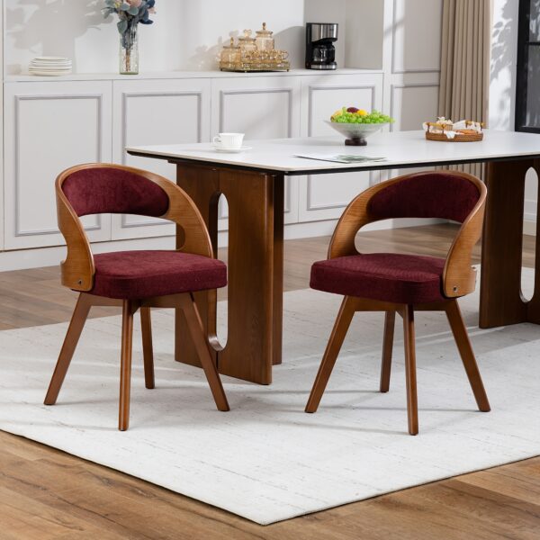 Lot de 2 chaises pivotantes à 360° en tissu avec dossier bois