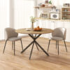 Table à manger ronde 120 cm - chêne et pieds croisés noirs