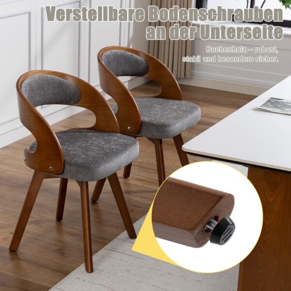 Lot de 2 chaises pivotantes à 360° en tissu avec dossier bois