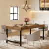 Table à manger 140 × 70 cm - brun rustique et pieds métal noir