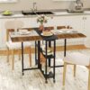 Table à manger pliante sur roulettes 120,4 × 80 cm - brun rustique