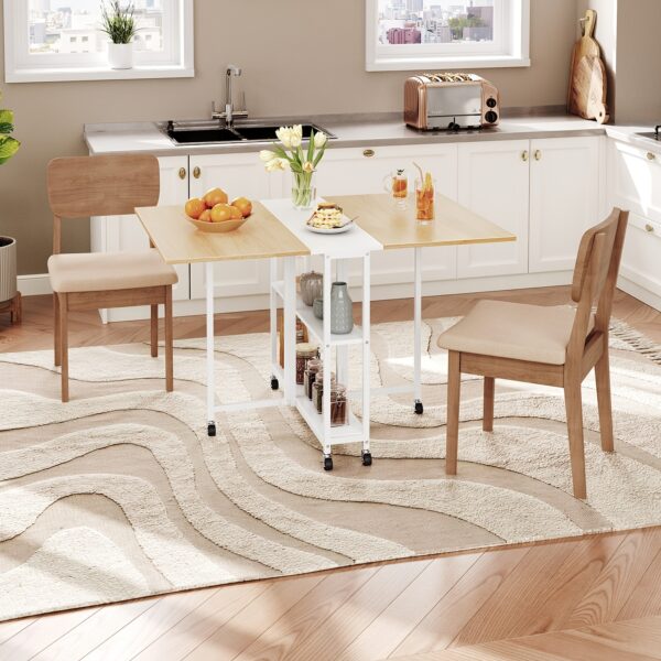 Table à manger pliante sur roulettes 120,4 × 80 cm - brun rustique