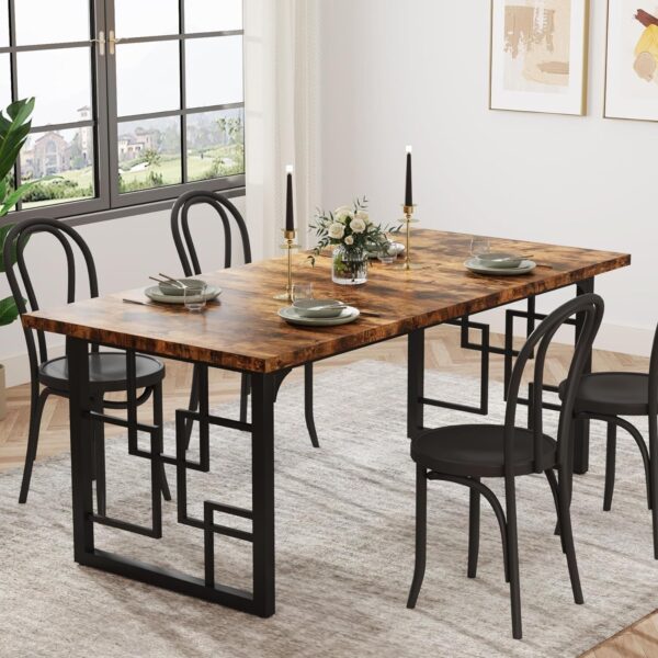 Table de salle à manger 160 × 80 cm - piètement graphique noir