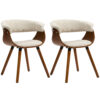 Lot de 2 chaises HOMCOM beige à dossier incurvé et pieds en hêtre