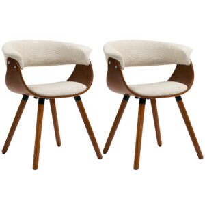 bce7bb20-ba2f-4108-b368-b0281919bcad Lot de 2 chaises HOMCOM beige à dossier incurvé et pieds en hêtre