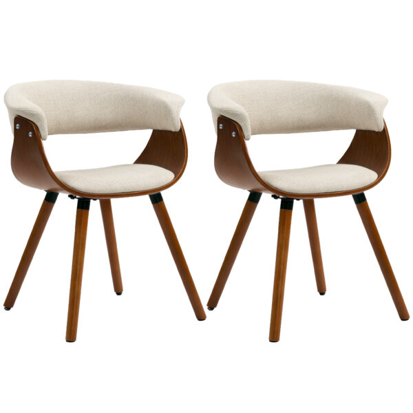 Lot de 2 chaises HOMCOM beige à dossier incurvé et pieds en hêtre
