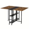 Table à manger pliante sur roulettes 120,4 × 80 cm - brun rustique