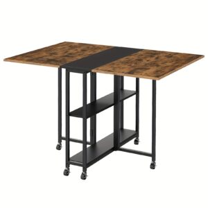 c11dfa3c-8d79-4273-a554-750dd82dab42 Table à manger pliante sur roulettes 120,4 × 80 cm - brun rustique