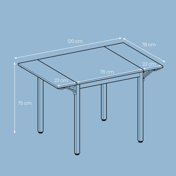 Table à manger VASAGLE pliable 84,5-120 × 78 cm - brun rustique et noir