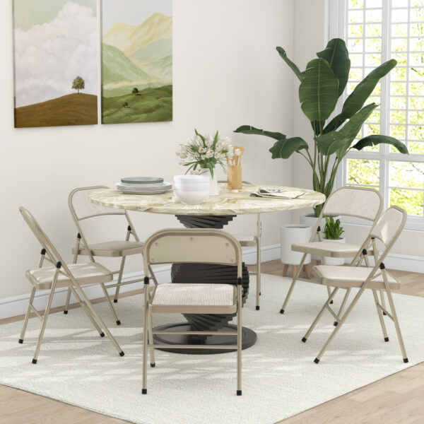 Lot de 6 chaises pliantes HOMCOM en tissu beige et acier