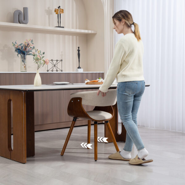 Lot de 2 chaises HOMCOM beige à dossier incurvé et pieds en hêtre