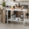 Table inox sur roulettes avec dosseret 91 x 61 x 89 cm