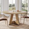 Table de salle à manger ronde 120 cm - effet chêne clair