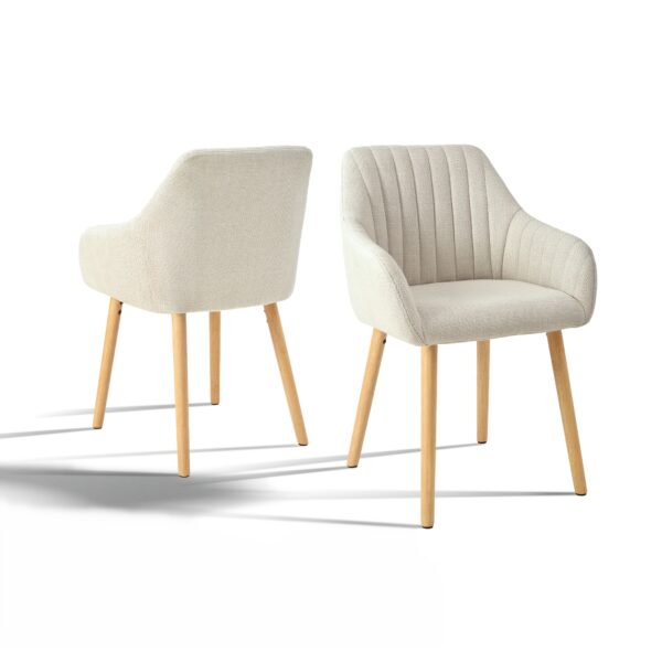 Chaises enveloppantes en tissu avec accoudoirs et pieds bois – lots de 2, 4 ou 6