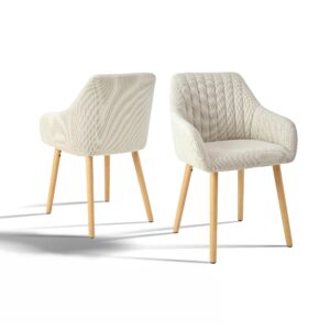 Chaises enveloppantes en tissu avec accoudoirs et pieds bois – lots de 2, 4 ou 6