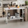 Table inox sur roulettes avec dosseret 91 x 61 x 89 cm