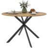 Table à manger ronde 120 cm - chêne et pieds croisés noirs