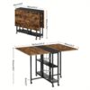 Table à manger pliante sur roulettes 120,4 × 80 cm - brun rustique