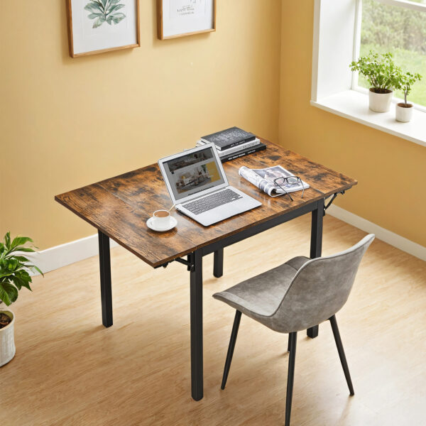 Table à manger VASAGLE pliable 84,5-120 × 78 cm - brun rustique et noir