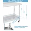 Table inox sur roulettes avec dosseret 91 x 61 x 89 cm