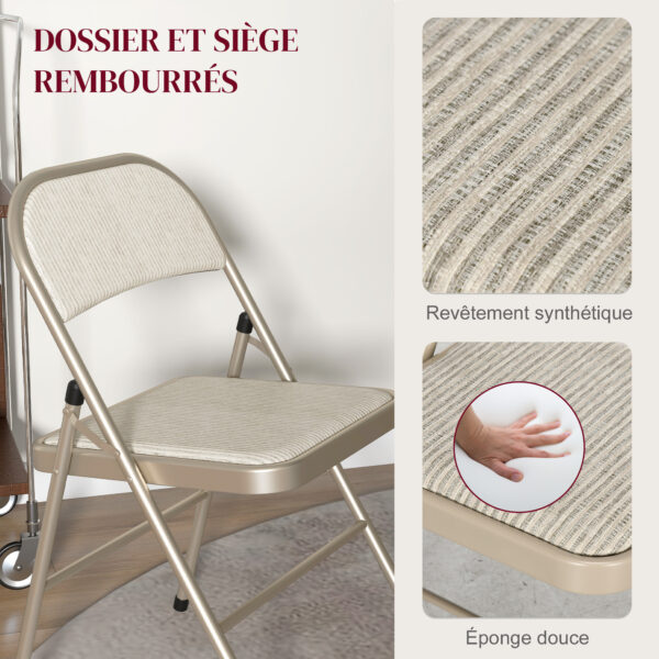 Lot de 6 chaises pliantes HOMCOM en tissu beige et acier