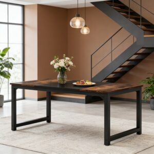 Table de salle à manger industrielle 160 × 80 cm - brun rustique et noir